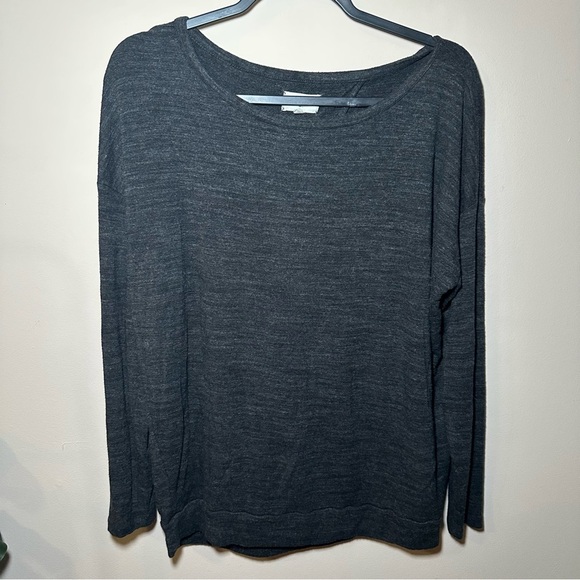 Lou & Grey Signaturesoft Charcoal Knit Open Back Long Sleeve Top Size Large - Picture 2 of 16